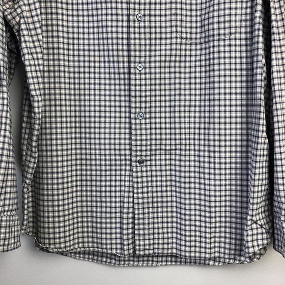 Eddie Bauer Button Down Shirt Mens L Tan Blue Checkered Plaid 100% Cotton Casual - Picture 3 of 10